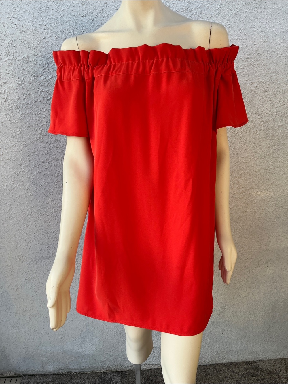Pleione Red Cajun Shrimp Off-Shoulder Mini Dress SZ: XSP